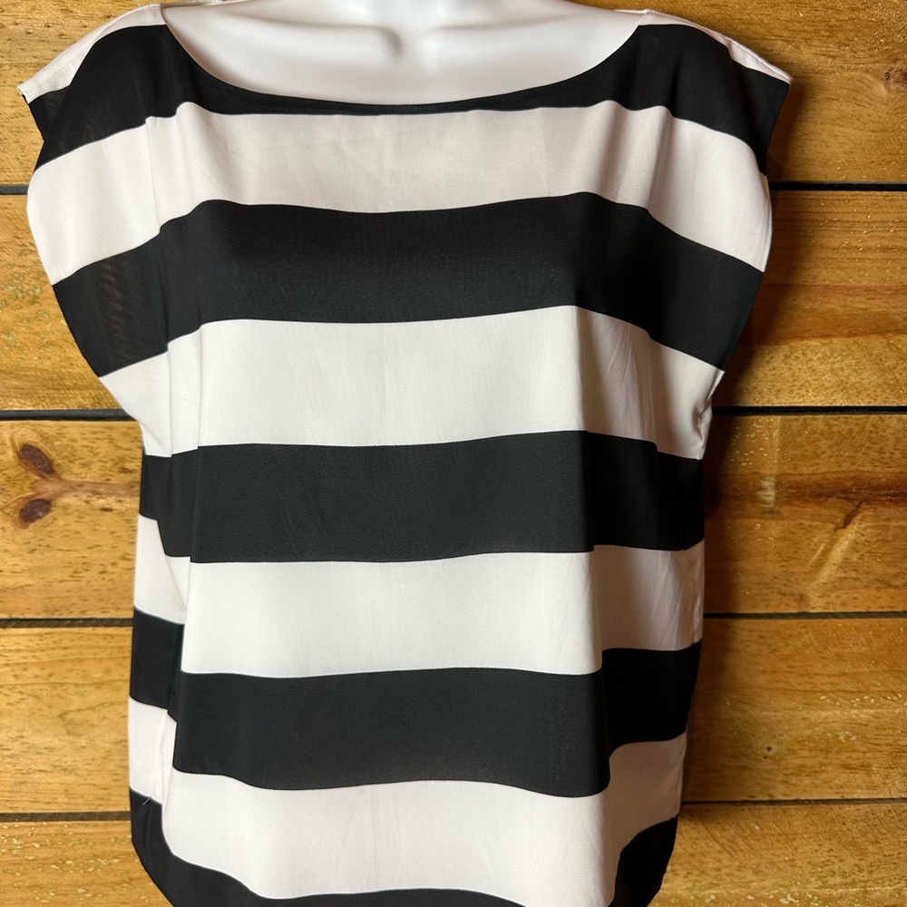Alice + Olivia Black and White Boxy Blouse